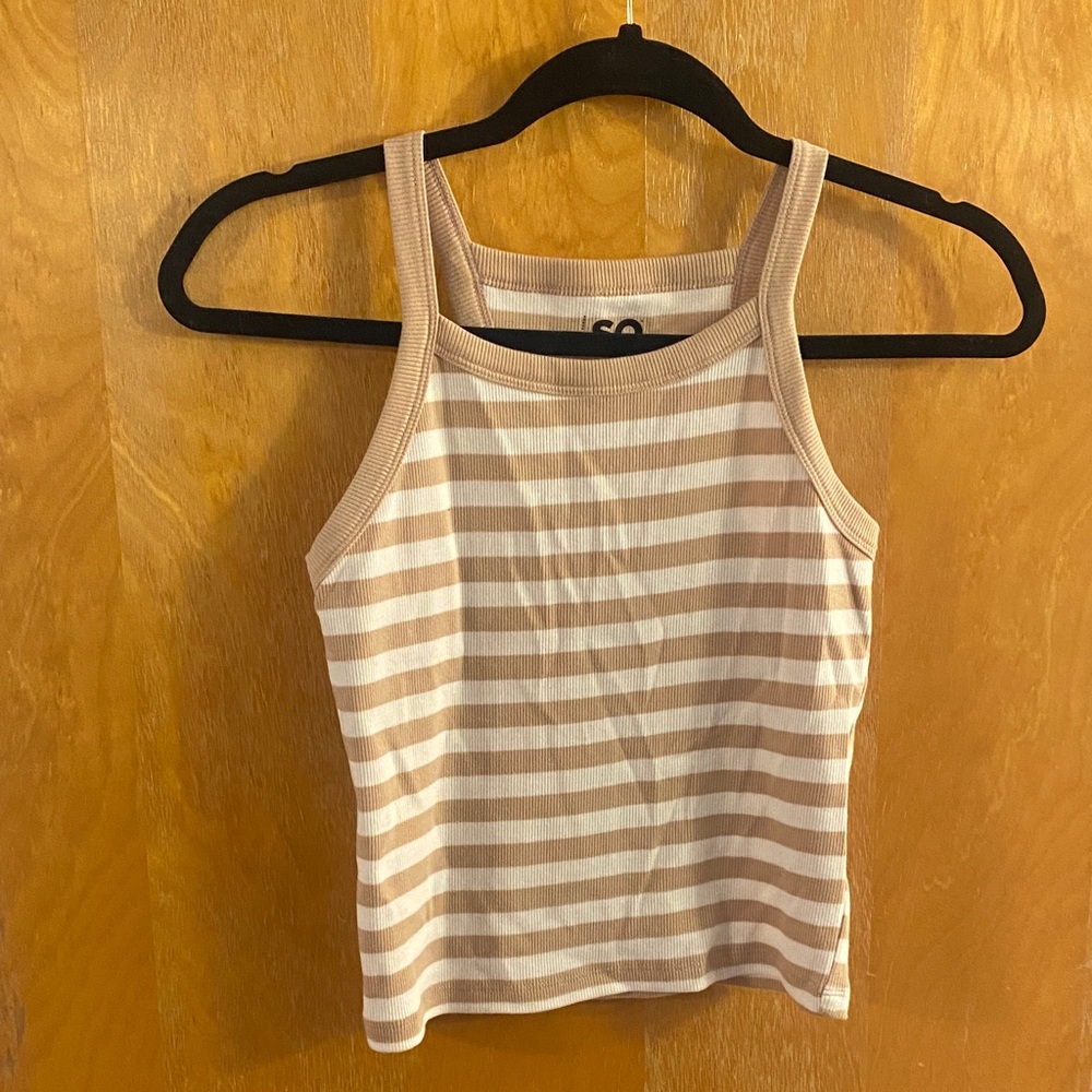 SO Beige and White Striped Camisole